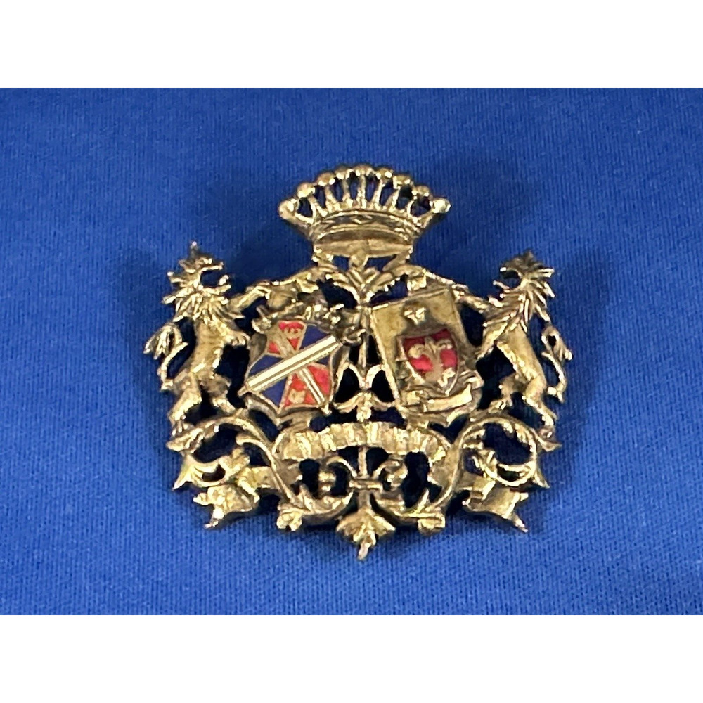 Vintage Heraldic Enamel Crest Brooch Pin